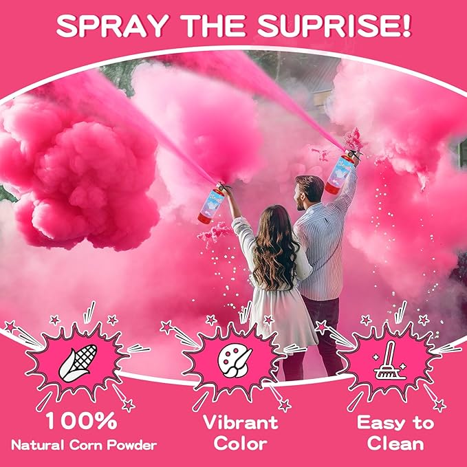 Gender Reveal Fire Extinguisher, 2 Pack Girl Gender Reveal Ideas Party Decor, Biodegragable Gender Reveal Party Supllies (Extra Large)