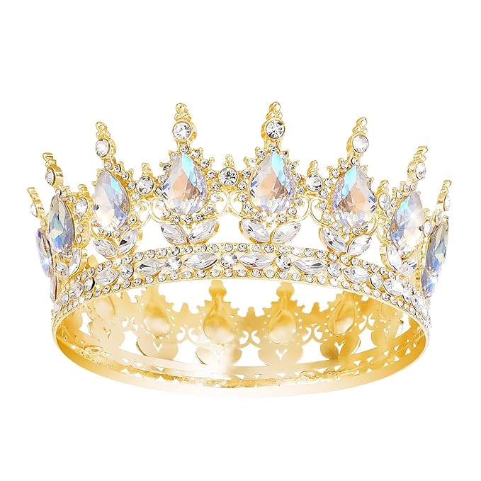 Queen Crown Rhinestone Wedding Crowns and Tiaras for Women Costume Party Hair Accessories Princess Birthday Crown Crystal Bridal Crown (Gold Crown-Moonlight)