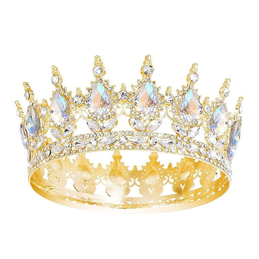 Queen Crown Rhinestone Wedding Crowns and Tiaras for Women Costume Party Hair Accessories Princess Birthday Crown Crystal Bridal Crown (Gold Crown-Moonlight)