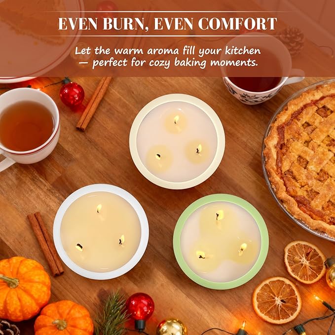 Viyffo Fall Candles - Lemon & Vanilla, 3 Wick Large Scented Candle, 20oz Soy Candles for Women & Men, Non Toxic Aromatherapy Candle, Ceramic Velas Perfect for Autumn Home Decor & Gift