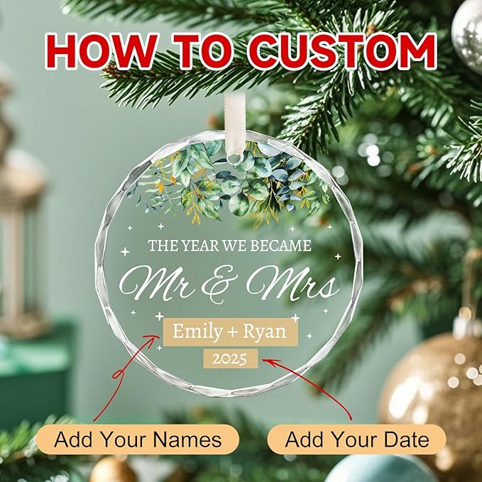 Personalized Wedding Gifts for Couples 2025 - Mr and Mrs Ornament - Bridal Shower Gifts, Wedding Gift for Bride, Newly Wed, Future Mr Mrs - Just Married Decorations Acrylic Ornaments