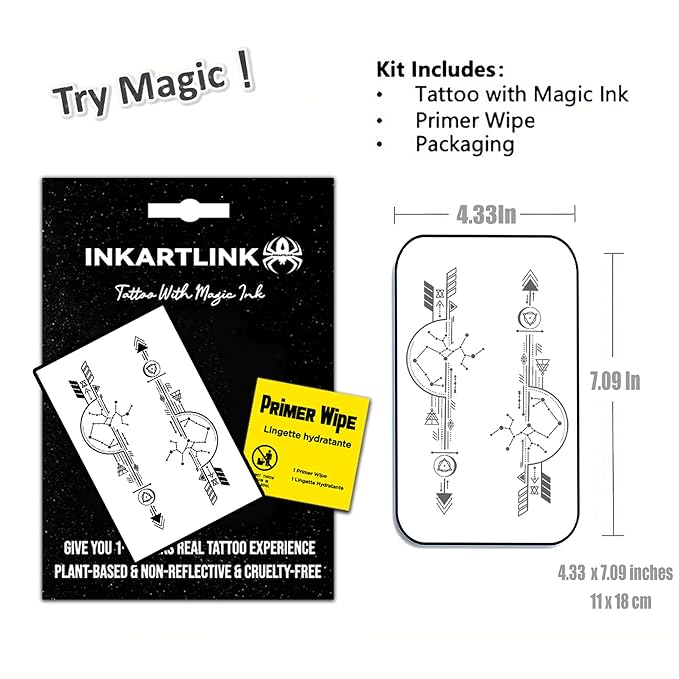 INKARTLINK Semi Permanent Tattoo, Temporary Tattoo,geometric pattern, gift for cool boys, adult art design, party favor, waterproof, realistic, no adhesive, no reflective (Sword of Geometry)
