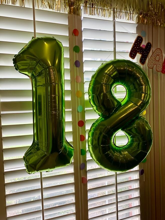 Smlpuame 40 inch Number Balloon 0-9 Green Large Number 90 Balloons,Digital Balloons for Birthday Party Celebration Decorations Supplies, Helium Foil Number Balloons for Wedding Anniversary