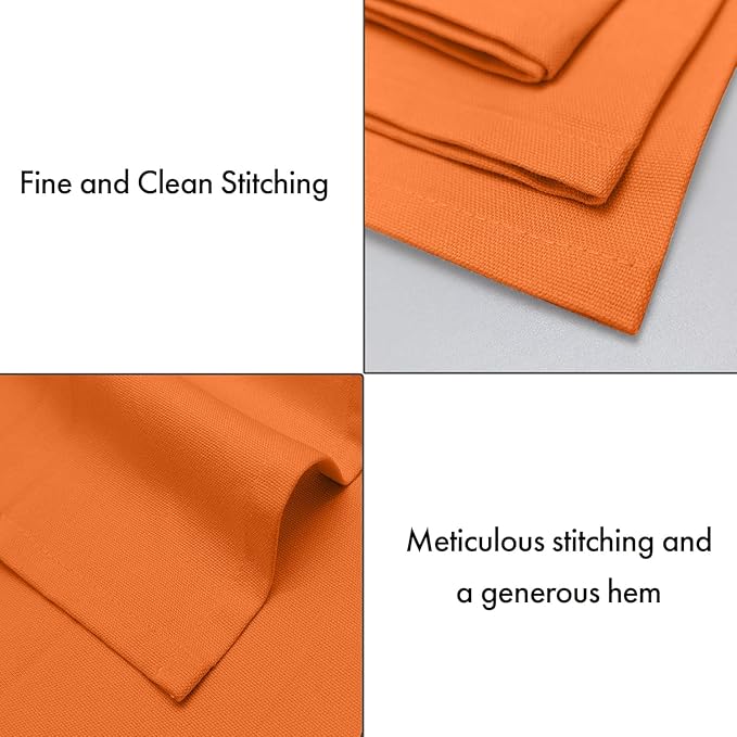 Ruvanti Premium Cloth Napkins Set of 12, 18x18 Inches, 100% Cotton, Washable, Soft & Absorbent, Perfect for Wedding, Christmas, ‎Thanksgiving Dinners - Orange Peel