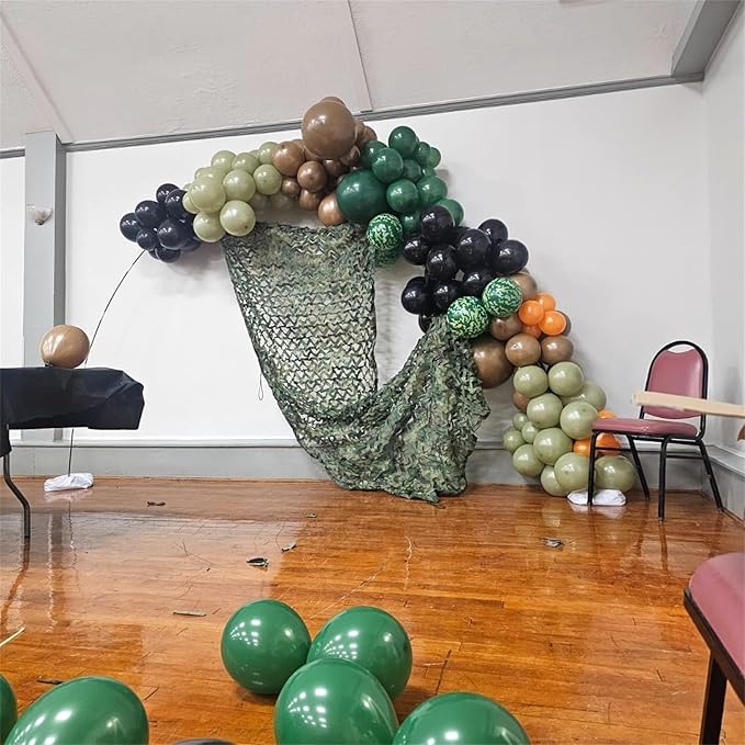 Green and Brown Army Balloons Set, 12 Inch Dark Sage Green Retro Light Coffee Brown Camo Latex Balloons for Camouflage Birthday Party Hunting Soldier Camping Jungle Themed Party Decorations Supplies