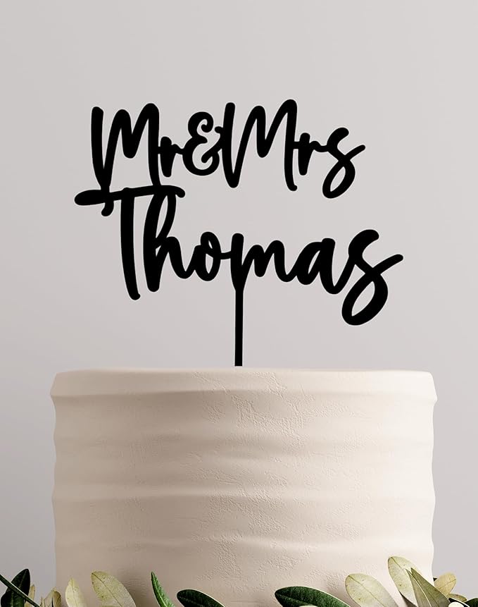 Personalized Wedding Cake Topper, Custom Name Bride and Groom Decoration, Traditional Wedding, Anniversary, Briday Shower Decor (Mr & Mrs)