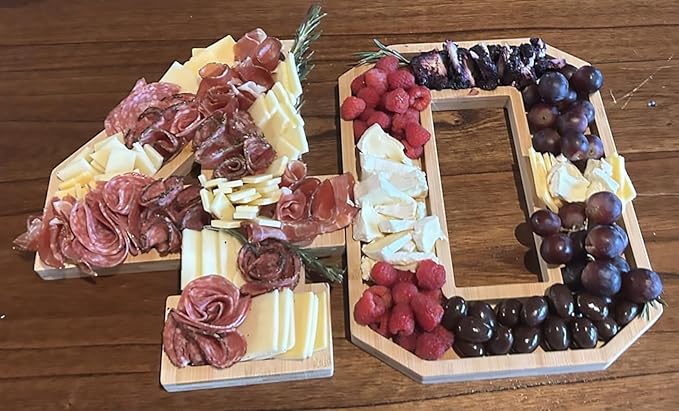 15.8'' Wood Number Charcuterie Fillable Board Box, Reusable Alphabet Number Shaped Form Tray for Anniversaries, Serving Tray for Birthday Party Decor Serving Plates Display Candy Cake (Number 4)