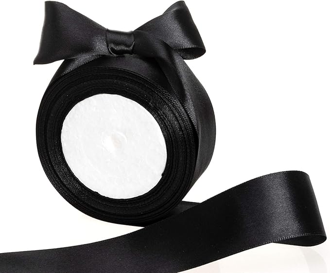 ATRBB 25 Yards 1-1/2 inch Wide Satin Ribbon Perfect for Wedding,Handmade Bows and Gift Wrapping(Black)