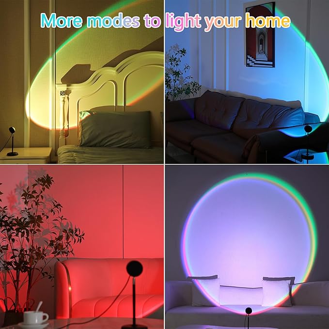 Sunset Lamp Projector,Multicolor Changing Night Light 360 Degree Rotation Rainbow Led Sun Lamp for Photography Backgrounds,Party,TikTop Live,Christmas Gifts,Home Decor,Mood Lighting
