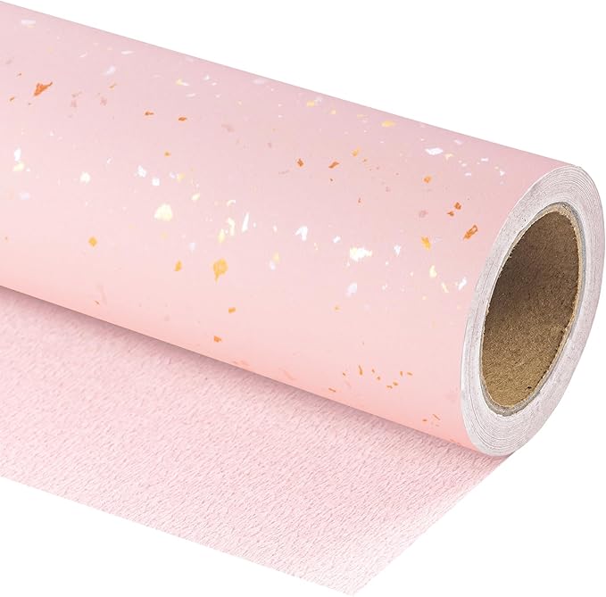 WRAPAHOLIC 30 Inch Jumbo Pink Wrapping Paper Roll - 30 Inch x 16.5 Feet - Pink Gold Design with Silky Touch Perfect for Birthday, Holiday, Wedding, Baby Shower