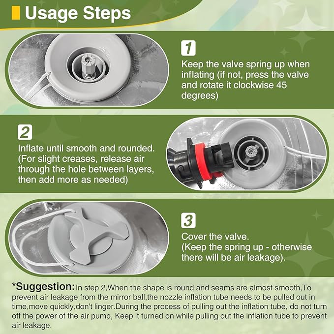 Inflatable Mirror Ball,Reusable Mirror Ball Large Event Decoration PVC Disco Ball for Party, Concerts, Stage, Wedding Decorations - No Pump Included (Silver, 1pcs：1m)