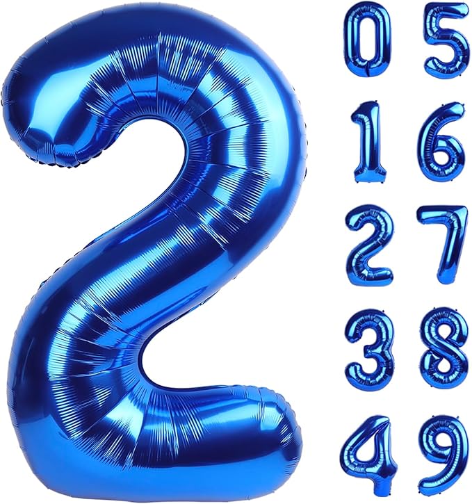 Giant Navy Blue 2 Balloon Number 40 Inch, Two Number Balloons Birthday Supplies, 2nd 12 22 32 62 Year Old Birthday Party Celebration, 2025 Second 2 Bluey Balloons Graduations Anniversary Decorations
