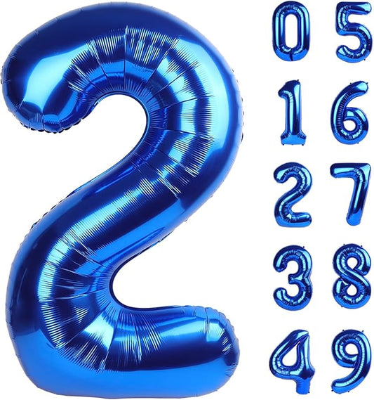 Giant Navy Blue 2 Balloon Number 40 Inch, Two Number Balloons Birthday Supplies, 2nd 12 22 32 62 Year Old Birthday Party Celebration, 2025 Second 2 Bluey Balloons Graduations Anniversary Decorations