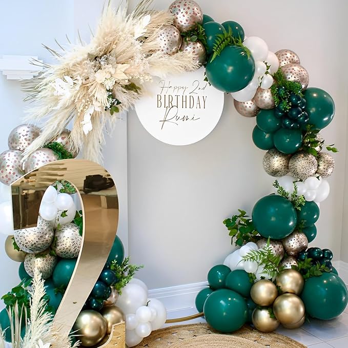 90pack Dark Green Balloons Different Size 18/12/10/5 Inch Green Balloon Garland Arch Kit for Birthday, Graduation, St. Patrick's Day, Christmas, Baby Shower, Dinosaur Party Decorations
