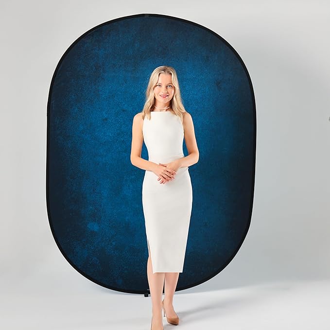 Kate Collapsible Backdrop Pop Up Backdrops Portable Folded Blue Background for Portrait Photography, for Video Conference, for Live Stream, 5x6.5ft
