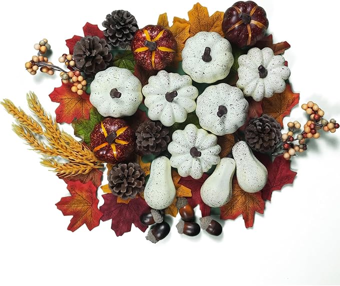 Fake Pumpkin Decor Set,Mini Fake Pumpkin Decor,Fall Harvest Decorations,Halloween Thanksgiving Decor and Table Centerpieces (Style 3)
