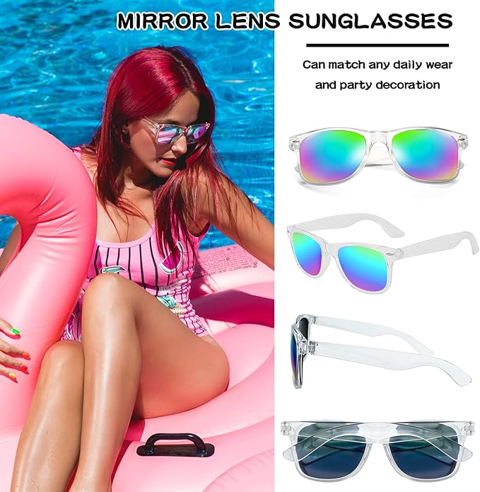 12/24 Pack Wholesale Retro Neon Colors Party Favor Supplies Unisex Sunglasses Bulk for Adults Teens, UV400 Protection