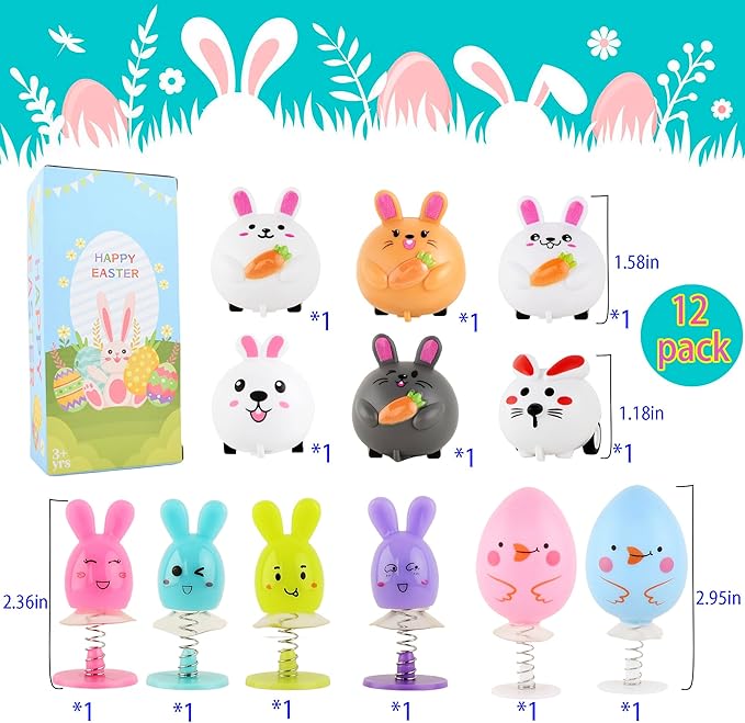 Small Pull Back Toy Cars Set,12 PCS Mini Racing Vehicles for Holiday Birthday Party Favors,Goodie bag Stuffers,Classroom Prizes,Bulk Toys for Kids (Easter Bunny Rabbit Egg Basket Stuffers,Pop Up Toys)
