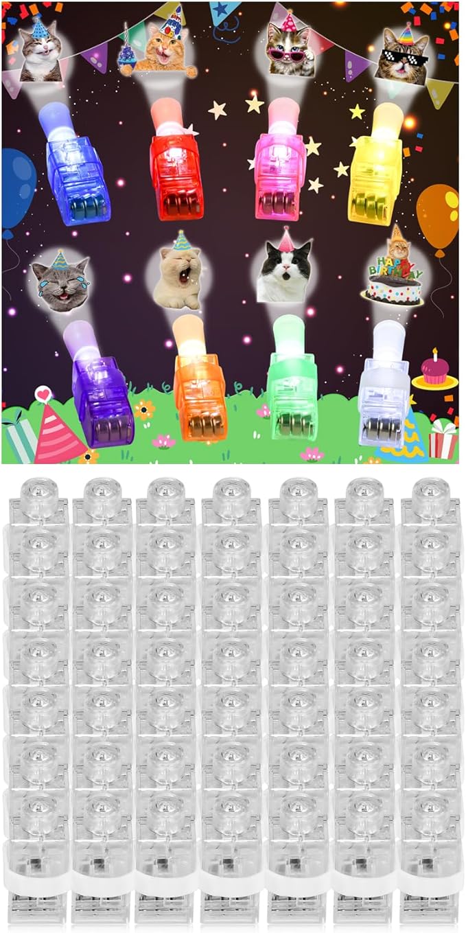 CALIFORNIA CADE ELECTRONIC 98Pcs Finger Lights, Cat Birthday Theme Party Favor Led Finger Flashlights for Kids