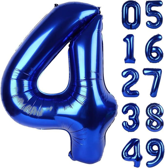 40 Inch Night Blue Large Number 4 Birthday Balloon, Giant Number Four 14 24 34 40 44 Balloons, Night Blue Foil Mylar Big Balloons for Anniversary Graduation Supplies Decorations