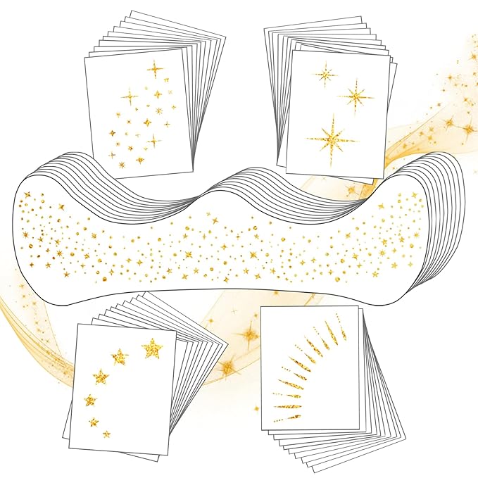 20PCS Glitter Freckles Face Tattoo Gold Freckles Temporary Face Tattoos, Sparkle Freckles Face Glitter Makeup Patches for Halloween Christmas-Gold