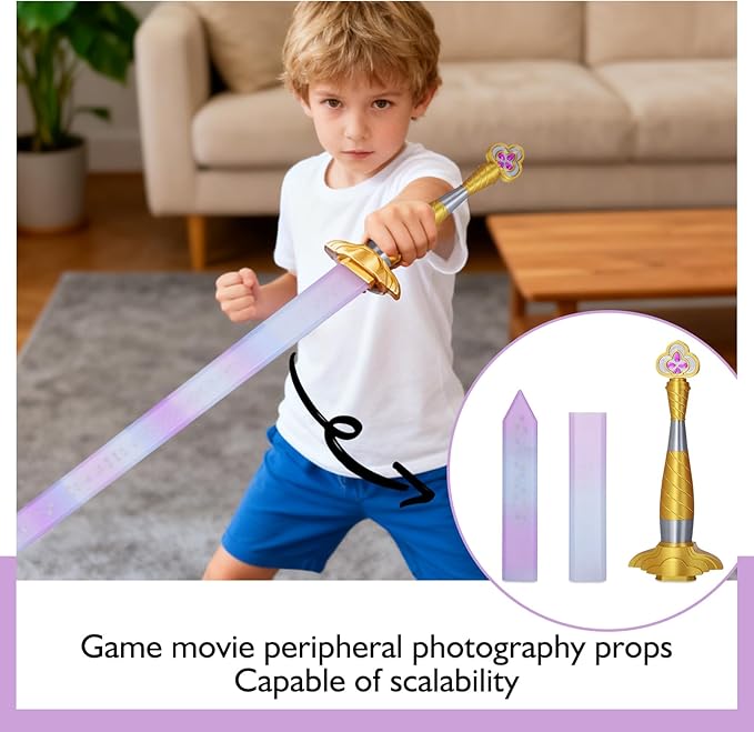 Cosplay Anime Costume Accessories 3D Printed Sword Retractable Weapon Adults Halloween Outfits,Korean Idol Cosplay Weapon Purple