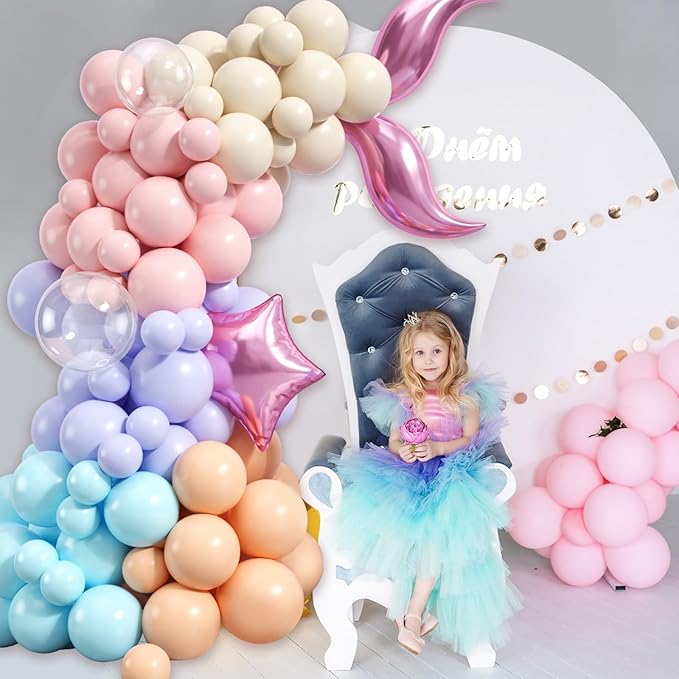 Paready Mermaid Themed Balloons Garland Arch Kit 150Pcs for Sea Princess Theme Birthday Baby Shower Wedding Bridal Shower Engagement Party Decorations