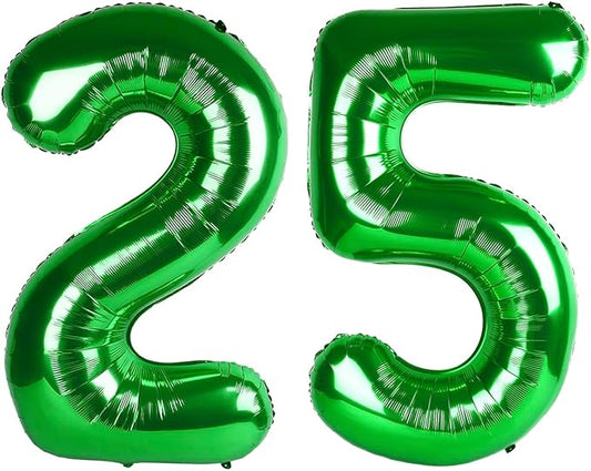 Green 40 Inch Large Number 25 Birthday Balloon, 25 Birthday Celebration Decorations, Foil 25 Mylar Helium Number 25 Balloons Anniversary Party Supplies