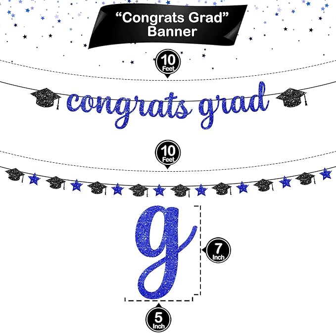 KatchOn, Glitter Congrats Grad Banner - 10 Feet, Pre-Strung | Grad Garland Class of 2025 | Congratulations Graduate Banners 2025 | Graduation Party Decorations | Graduation Decorations 2025
