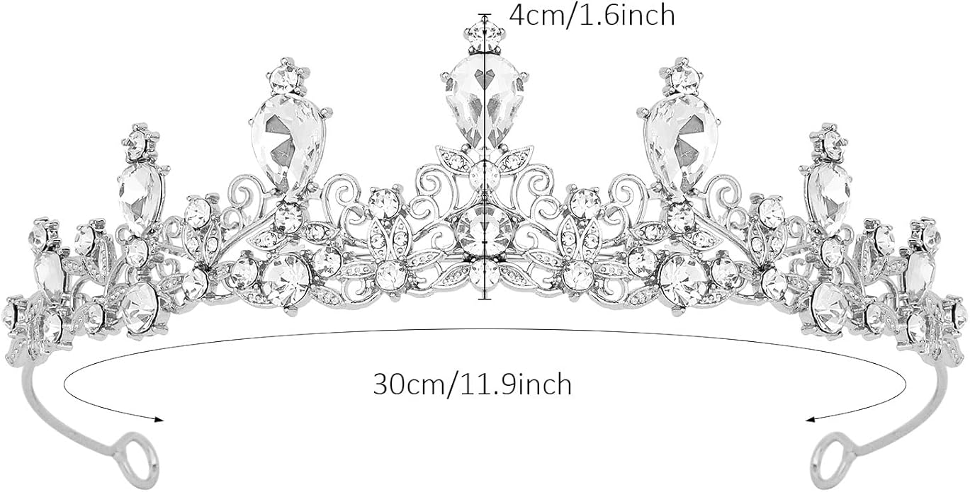 CURASA Tiara And Crown For Women Girls Sliver Princess Crowns Rhinestone Fairy Metal Headband Crystal Tiaras For Wedding Bridal Birthday Party Costume Prom Hair Accessories