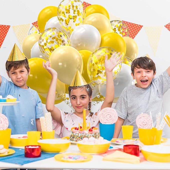 60PCS White and Gold Balloons,Gold Confetti Balloons White and Gold Balloon Arch Kit,Suitable for Wedding Birthday Party Graduation Engagement Bridal Shower Decorations