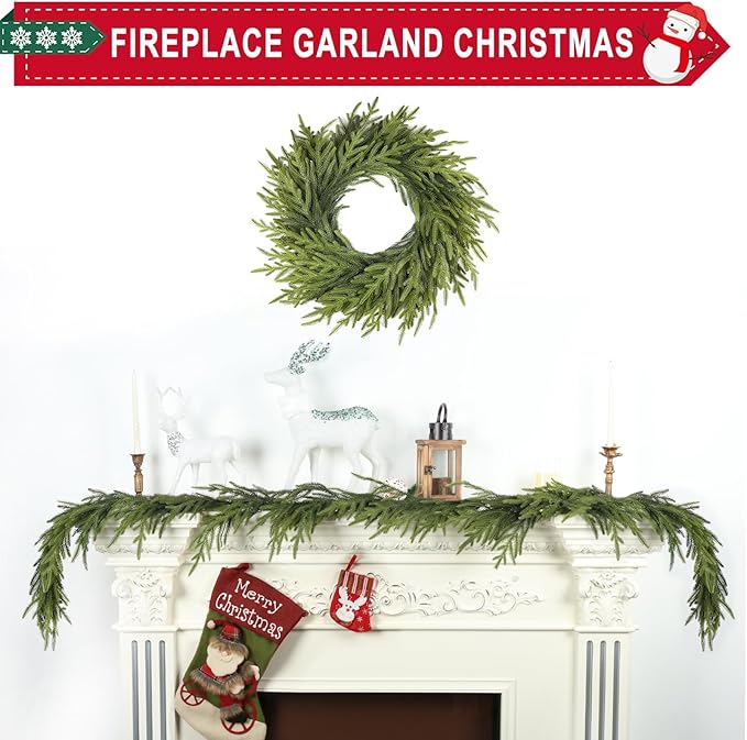 6 Ft Realistic Christmas Garland,Natural Droopy,Soft Bendable Cedar Garland, Lifelike Garland Christmas Decorations,Christmas Garland for Mantle Table Fireplace Stairs Christmas Decorations Indoor