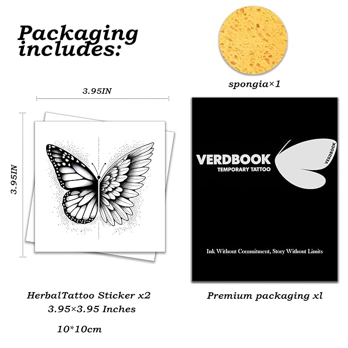 Waterproof Temporary Tattoos: 2-Sheet Tattoo Kit with Realistic Body Stickers, Semi-Permanent Tattoos for Adults Lasting 7-15 Days – Safe for Men & Women, Chimeric Flight