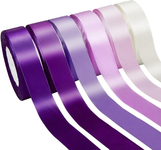 150 Yards Purple Satin Ribbon 1-1/2 Inch 6 Rolls Assortment Ribbons for Crafts Gift Wrapping Flower Bouquet Wedding Invitations Birthday Party Festival Decoration Hair Bows