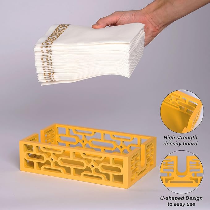 Wood Napkin Holder Bathroom Tray - Hand Towels and Guest Flat Paper - Mid Century Modern Retro Decor Ideal for Dinner Parties, Versatile Use in Bathroom、Kitchen, Bedroom - Unique Gift from 1950s 1960s