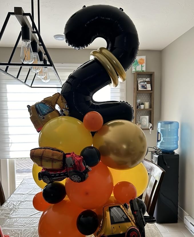 Smlpuame 40 inch Number Balloon 0-9 Black Large Number 2 Balloons,Digital Balloons for Birthday Party Celebration Decorations Supplies, Helium Foil Number Balloons for Wedding Anniversary