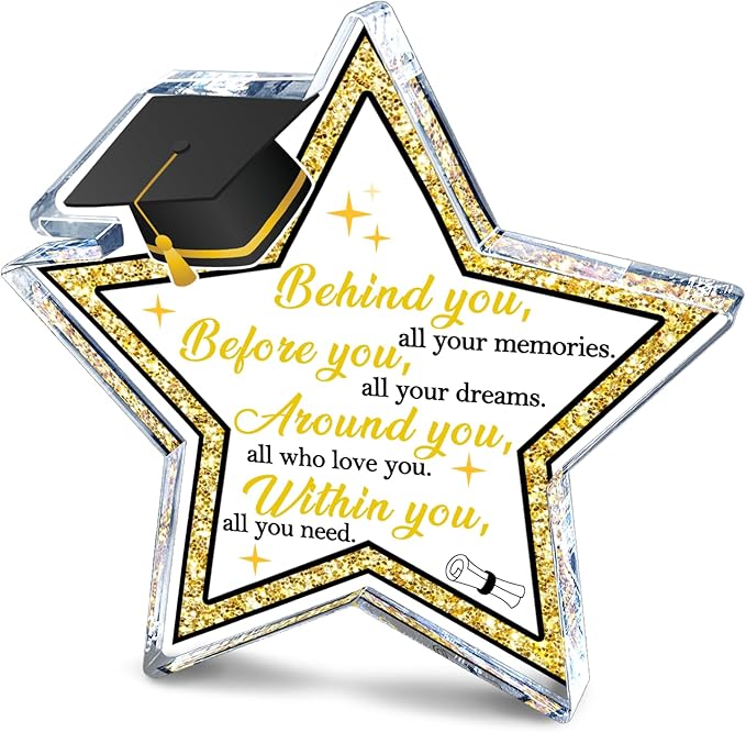 2025 Graduation Gifts for Her Him Motivational Desk Decor College Graduation Gifts for Women Graduated Class of 2025 Party Decorations Star Shaped Acrylic Shelf Decor