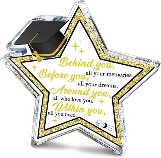 2025 Graduation Gifts for Her Him Motivational Desk Decor College Graduation Gifts for Women Graduated Class of 2025 Party Decorations Star Shaped Acrylic Shelf Decor