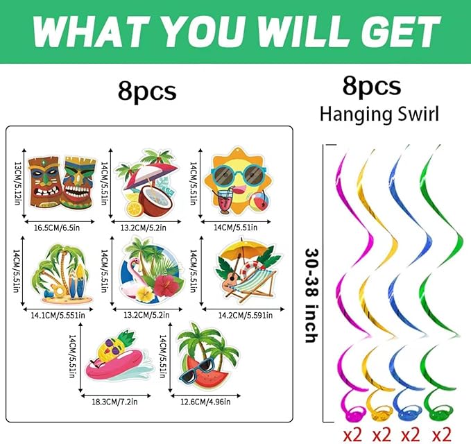 Summer Party Decorations Hello Summer Banner Colorful Beach Pool Theme Banners Hanging Swirls Beach Party Decorations Garland for Holiday Happy Party Supplies