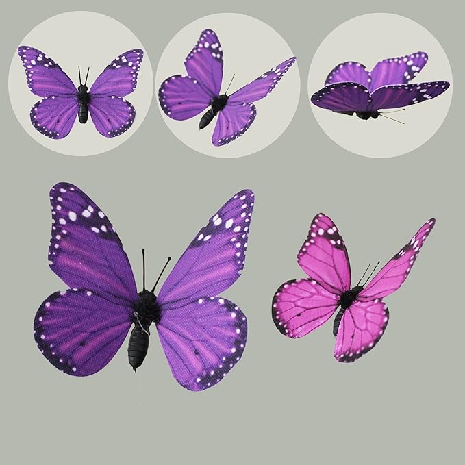 ConetoRosa 12PCS Butterfly Wall Decor - 2 Sizes, 3D Decorations for Home, Room, Bedroom, Nursery, Wedding, Christmas Party (Purple)
