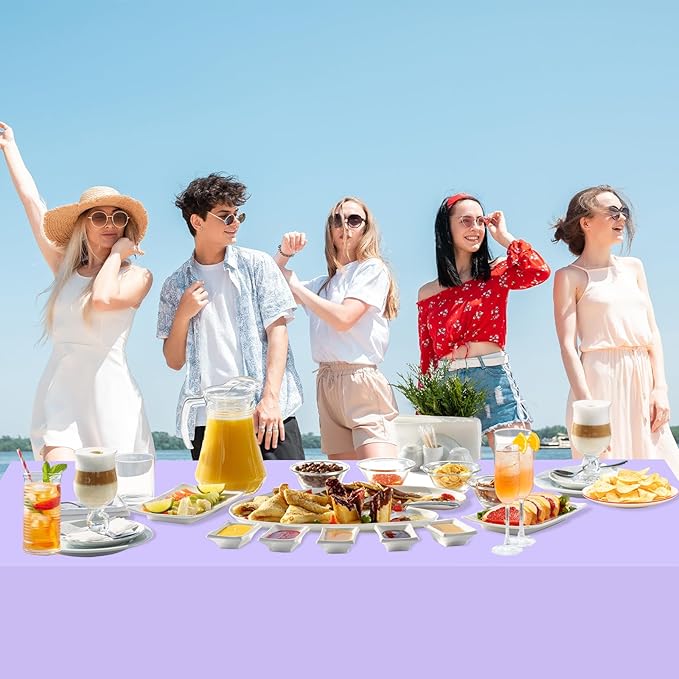 WNINK 6 Pack Light Purple Rectangular Plastic Tablecloths, Pastel Purple Disposable Table Covers 54" x 108" for Birthday, BBQ, Bridal Shower, Engagement Wedding, Picnic Parties and 8 ft Table Use