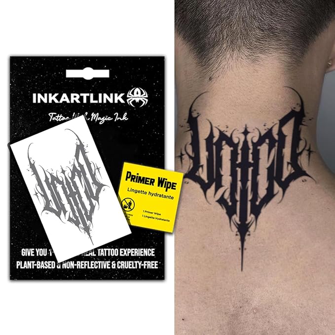 INKARTLINK Semi Permanent Tattoo, Temporary Tattoo, Beautiful and Realistic Design, Fun Tattoo Experience, Cruelty-free, Non-reflective, Waterproof (Devil Emblem)