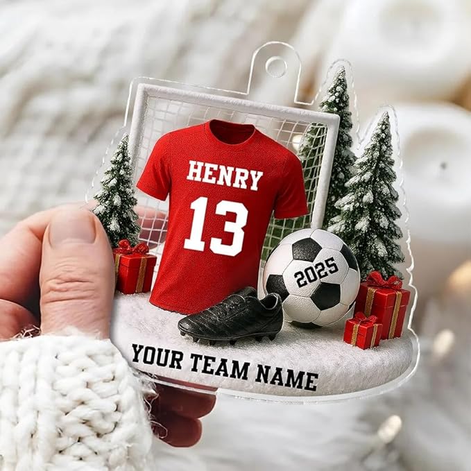 Personalized Soccer Christmas Acrylic Ornament, Soccer Ornament, Soccers Ornaments Christmas Tree Hanging Ornaments Tree Decorations, Soccers Player Uniform /1