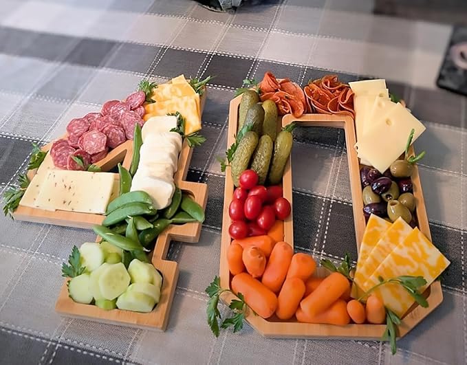 15.8'' Wood Number Charcuterie Fillable Board Box, Reusable Alphabet Number Shaped Form Tray for Anniversaries, Serving Tray for Birthday Party Decor Serving Plates Display Candy Cake (Number 4)