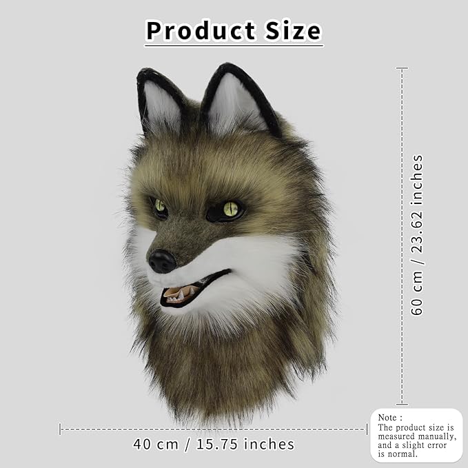 Animal Wolf Mask Cosplay Costume Accessories Furry Faux Fur Dog Fox Full Head Therian Masks Anime Dress up Party