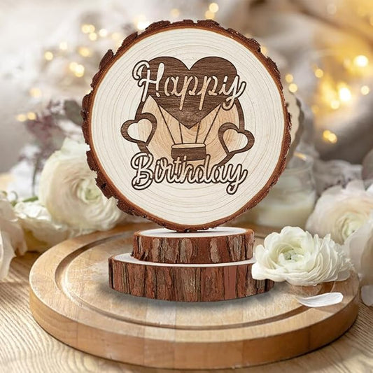 Happy Birthday Cake Toppers, Rustic Cake Toppers in Wood, Boho Birthday Party Decorations, Country Style Vintage Keepsake for Friends, Family, Men, Women, Mom, Dad, and Kids, Custom Handmade Gifts