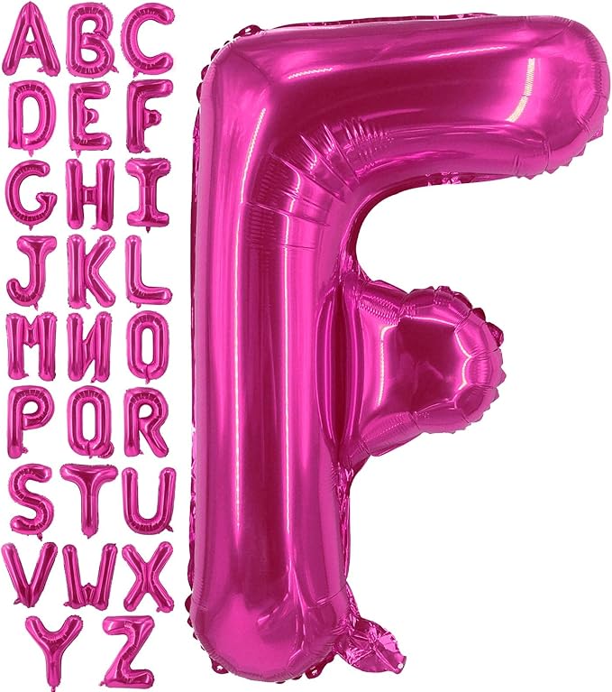 Lovoir 40 Inch Large Hot Pink Letter F Balloons Big Size Jumbo Mylar Foil Helium Balloon for Birthday Party Celebration Decorations Alphabet Hot Pink F