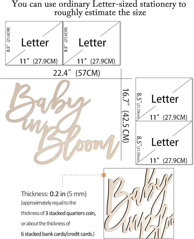 Baby in Bloom Backdrop Sign - Ba by Shower, Gender Reveal Wooden Decor & Photography Back Drop, Unique Ba by Announcemen (Baby in Bloom Backdrop Sign)