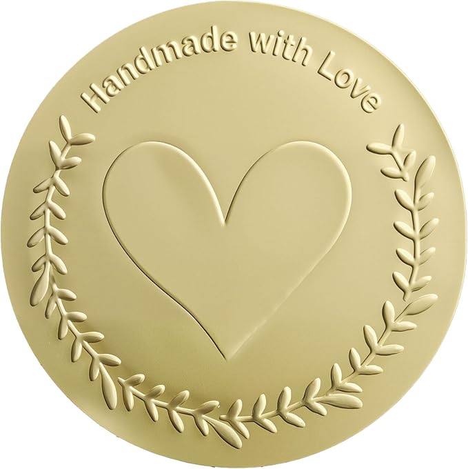 100 x Handmade with Love Stickers – Embossed Gold Foil Labels – Small Business Packaging Stickers for Gift Bags, Boxes & Happy Mail – Thank You Support Tags, 1.6 Inch