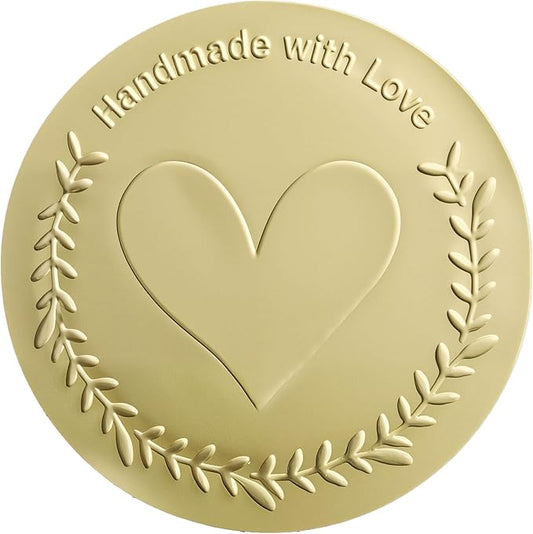 100 x Handmade with Love Stickers – Embossed Gold Foil Labels – Small Business Packaging Stickers for Gift Bags, Boxes & Happy Mail – Thank You Support Tags, 1.6 Inch